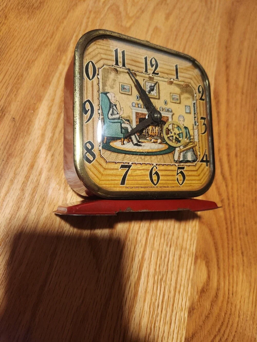 Vintage 1950s Lux Co Clock Red With Details Needs Work